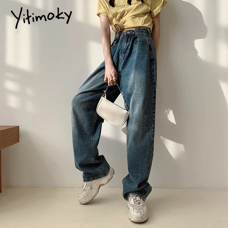

Yitimoky Baggy Women's Jeans Streetwear Young Trend Denim Pants Boyfriend Korean Fashion 2022 Pantalon Pour Femme Clothing