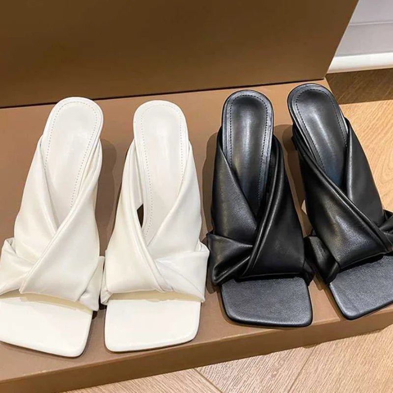 Women Bohemian Slippers Summer Outdoor Non-slip Beach Shoes High Heels Flip Flops Slip on  Slides Zapatos Mujer 42