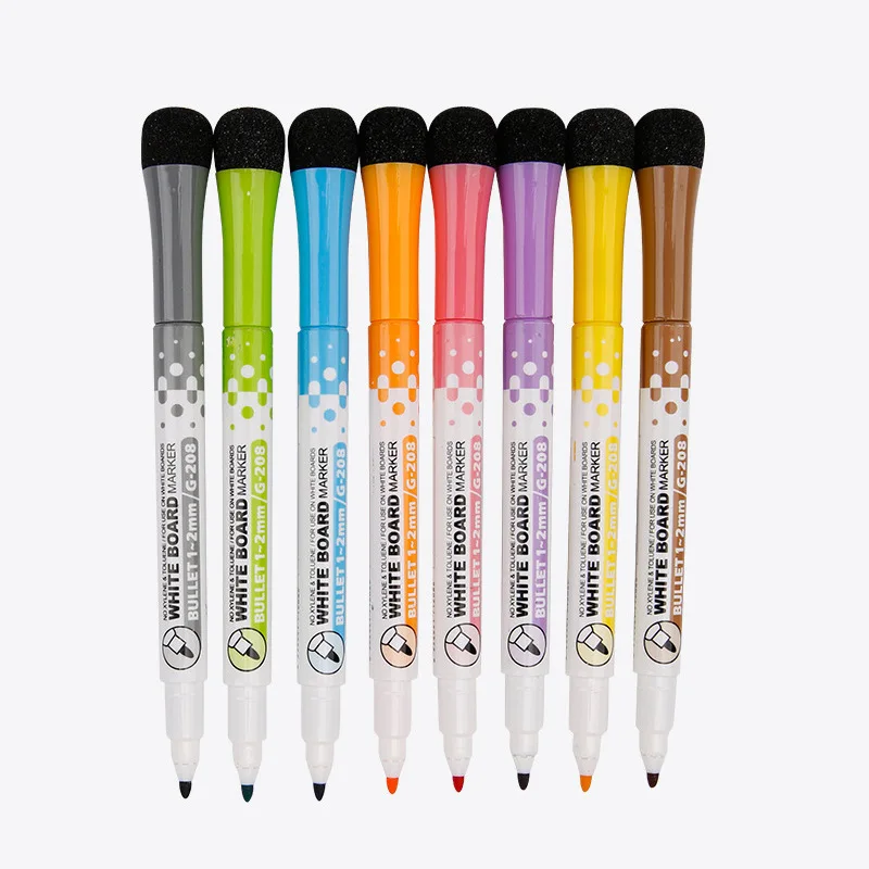 

12 Set Erasable Whiteboard Pens School Classroom Supplies Magnetic Markers Dry Eraser Pages Children's Drawing Pen Board Markers