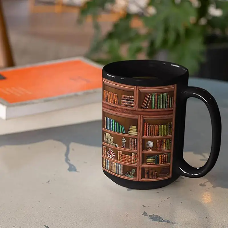 

Library Bookshelf Mug Portable Large Bookshelf Designed Mugs Multifunctional Coffee Juice Drinks Mug Kitchen Bar Accessory Tools