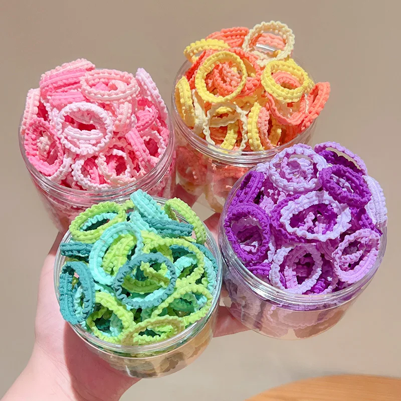 New 50pcs/Box Girls Elastic Hair Bands Hair Accessories Colorful Nylon Headband Kids Ponytail Holder Scrunchie Ornaments Gift