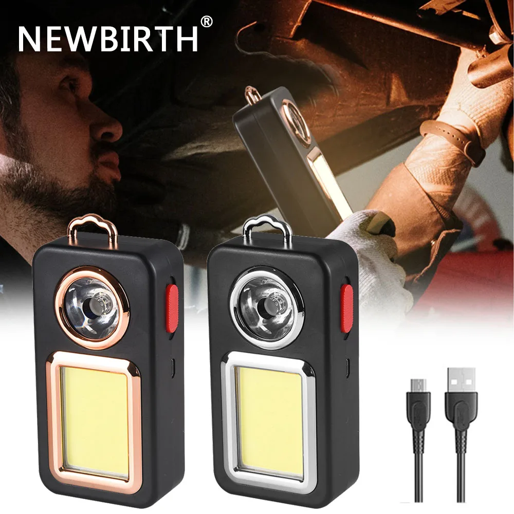 

New solar charging repair light LED+COB dual light portable emergency rechargeable keychain repair light outdoor camping light