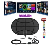 free shipping 4k 25db high gain hd tv dtv box digital tv antenna 980 miles booster active indoor aerial hd flat design