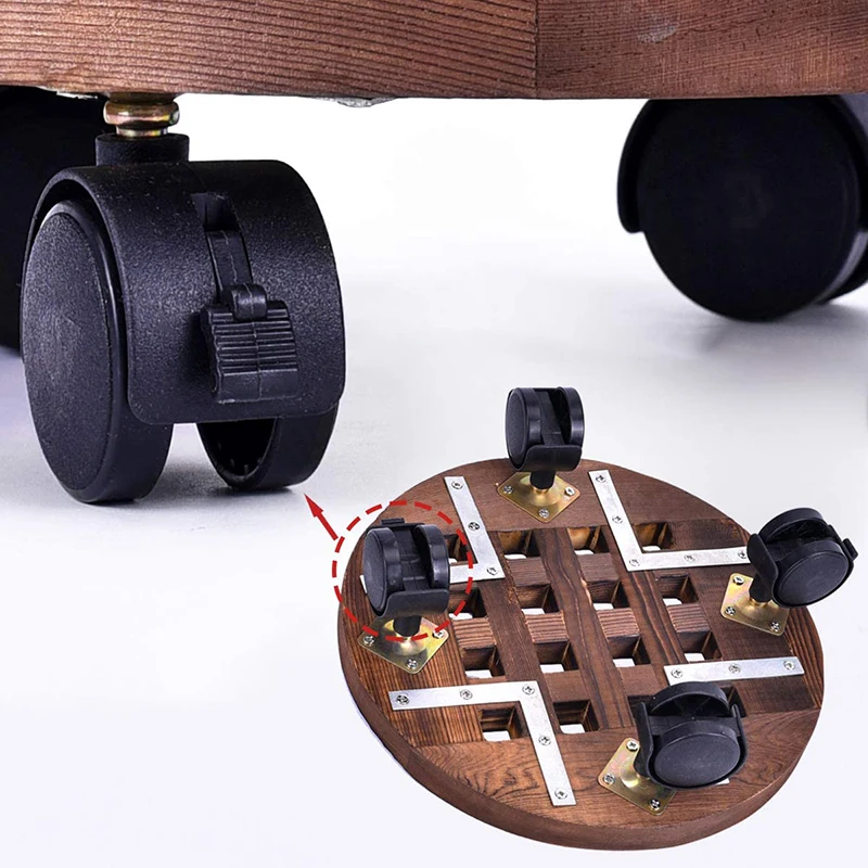 Деревянный цветочный горшок съемный поднос держатель для растений колесико