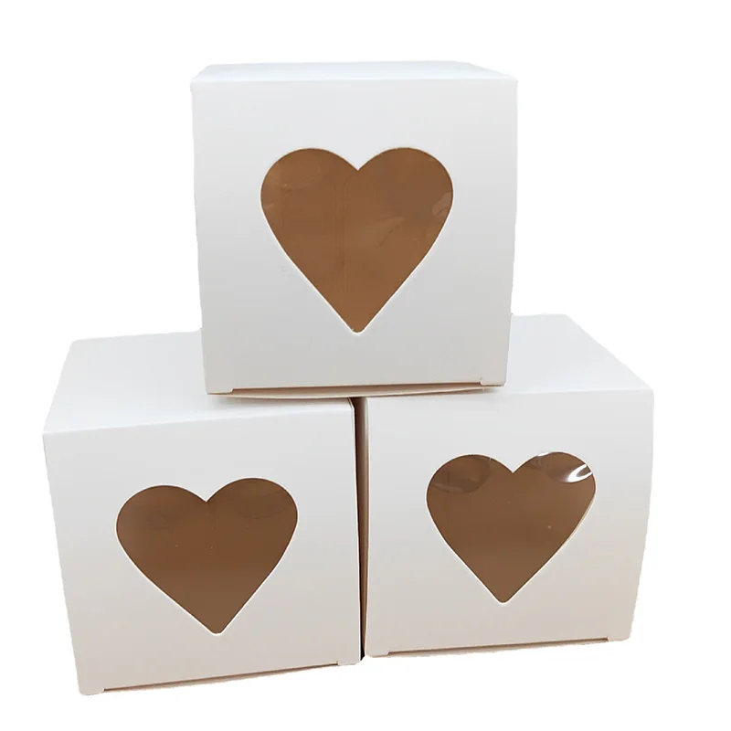 

24/48PCS Kraft Paper Packing Box PVC Window Candy Cake Box Favor Gift for Guests Wedding Birthday Baby Shower Party Supplies