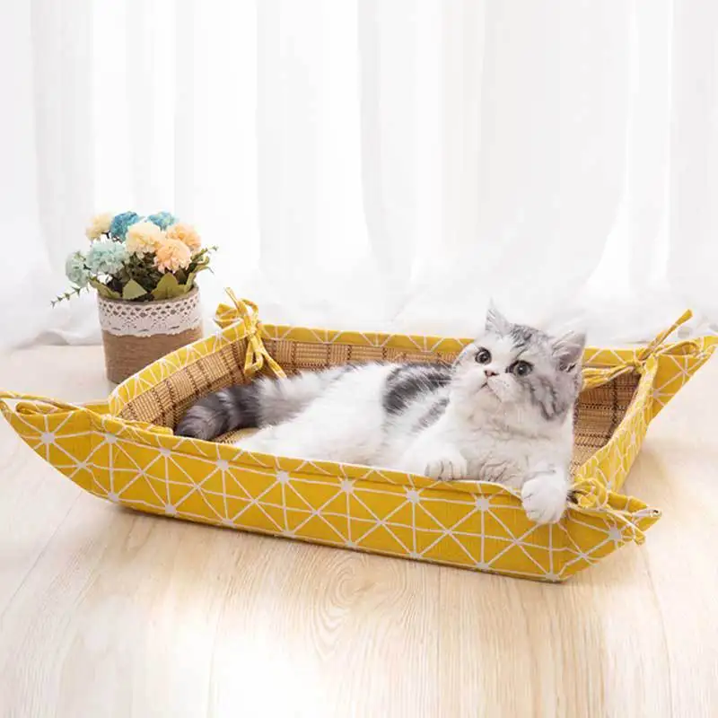 

Cooling pad in summer cat bed radiator pets accessories for cat niche pour chat rattan cat nest honden mand beds for small dogs