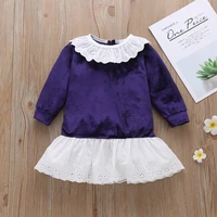 toddler dresses spring fall dress for girls patchwork lace turn down collar long sleeve girls dress fashion baby clothes 0 3y