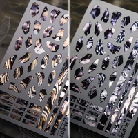 1 sheet 5d realistic metallic luster holographic gilt stone veins texture adheisve nail art stickers decals manicure accessories
