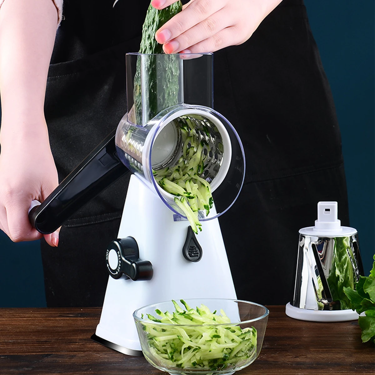 

Rotary Cheese Grater Vegetable Slicer Handheld Grater Slicer Shredder with Drum Blades Portable Slicer Cutter Safe Reusable