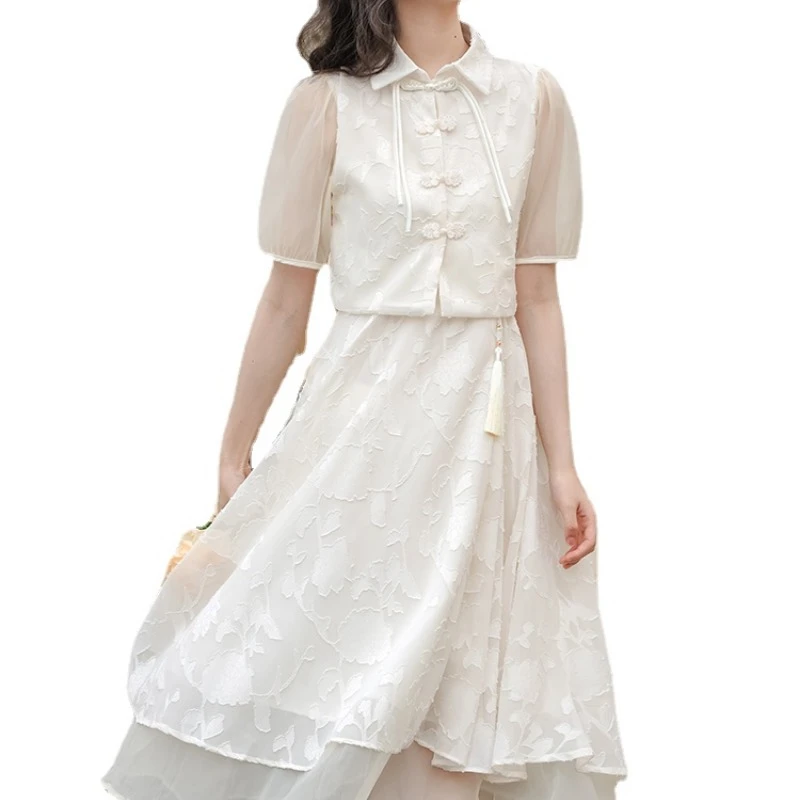 

High Quality Cheongsam Dress Women Summer New New Chinese Dress Sets