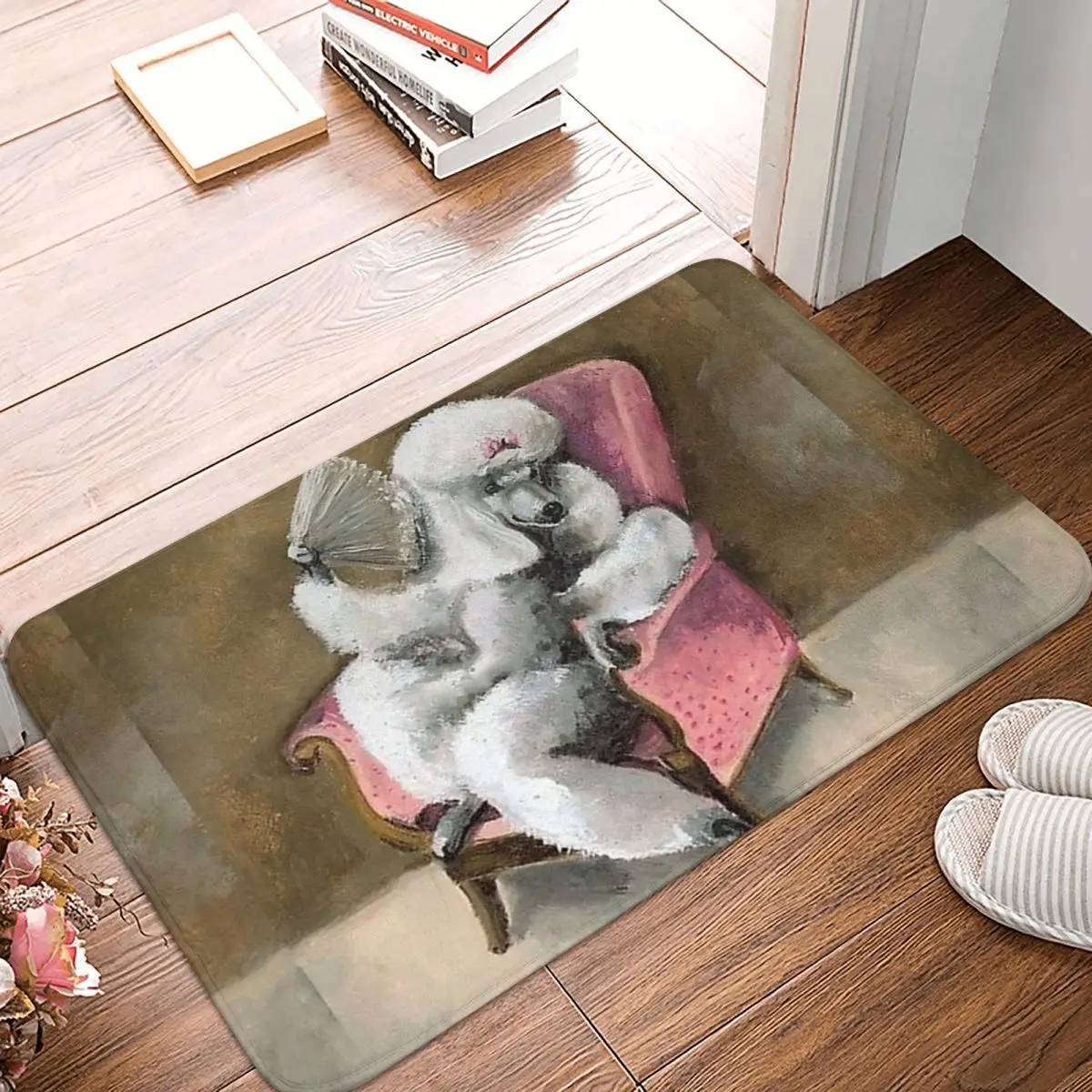 

Poodle Cute Pet Dogs Pets Puppy Art Caniche Doormat Rug Carpet Mat Footpad Polyester Anti-slip Water Oil Proof Entrance Kitchen