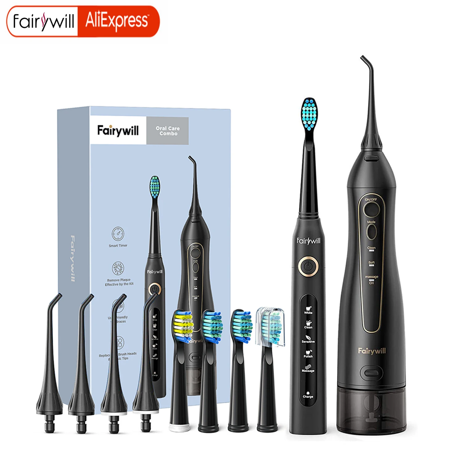 Ирригатор полости рта Fairywill Аккумуляторный портативный, 3 режима ...