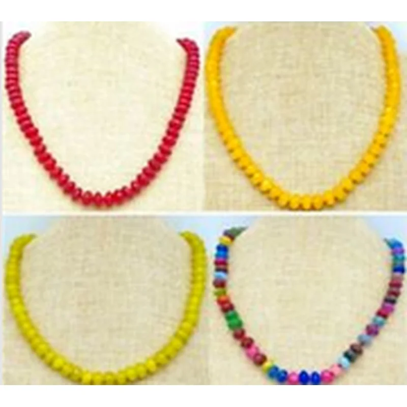 

Natural 6x10mm Faceted Multicolor jade Gems Abacus Beads Necklace AAA 18"
