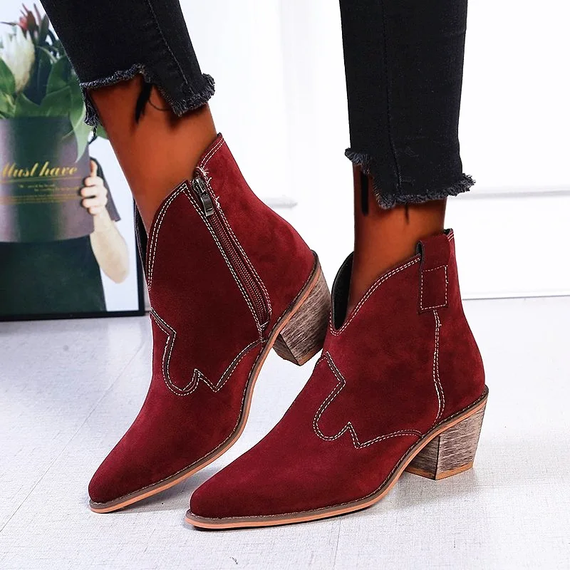 

Female Autumn Winter Zipper Leather Cowboy Ankle Boots Women Wedge High Heel Booties Snake Print Western Cowgirl Botas Mujer