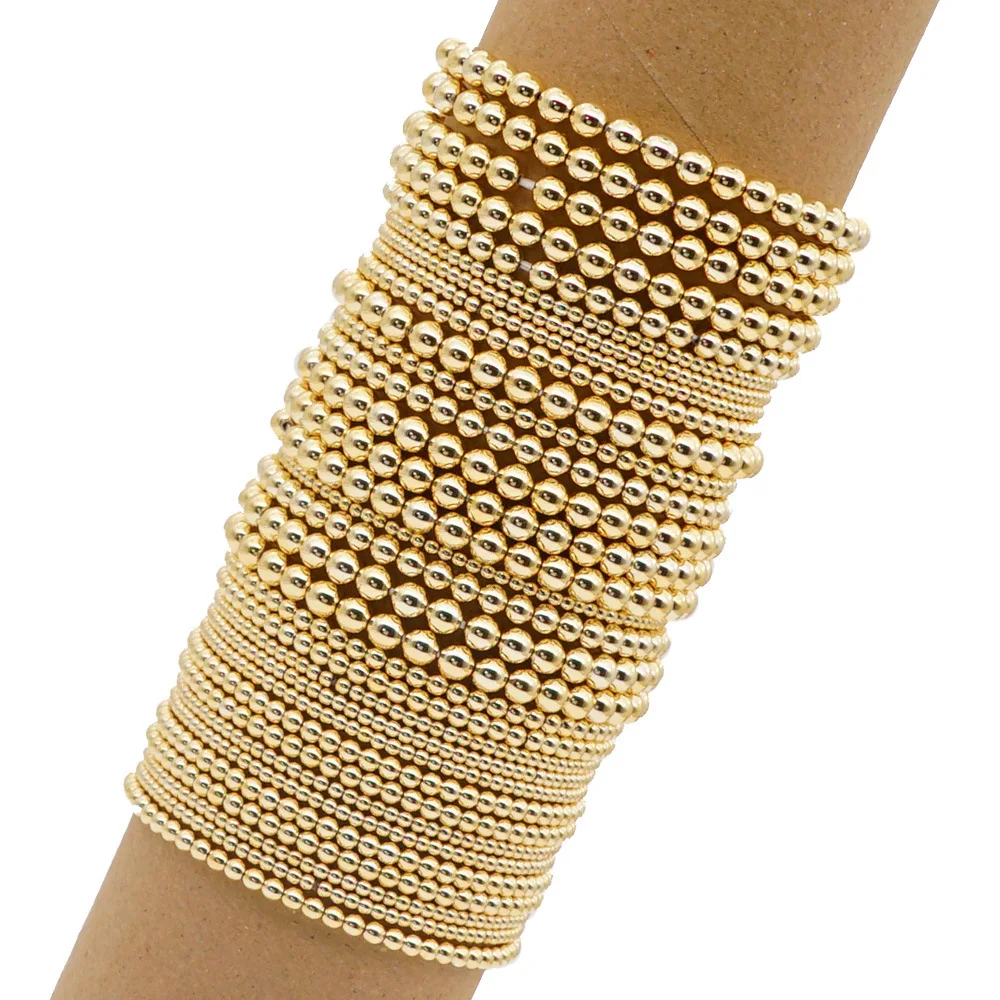 Женский браслет из акрила с позолоченными золотыми шариками в богемном стиле