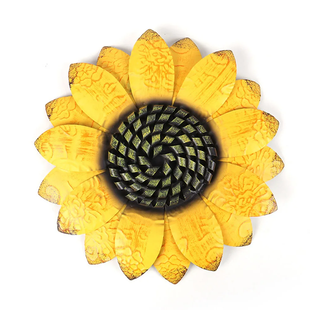 

Wall Hanging Wrought Iron Flower Decoration 34x34cm Iron Sunflower Ornament For Home Wall Garden Yard Floral Sculpture Decor