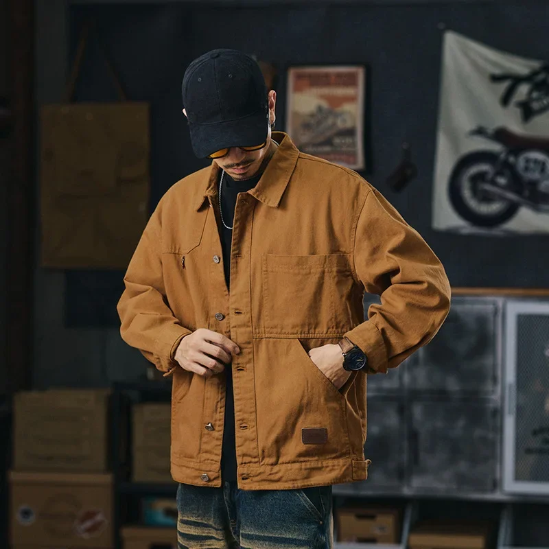 Винтажная джинсовая куртка в американском стиле для мужчин свободная посадка