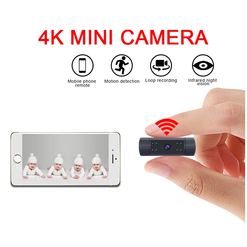 

Мини-видеокамера ночного видения Full HD 1080P с поддержкой Wi-Fi