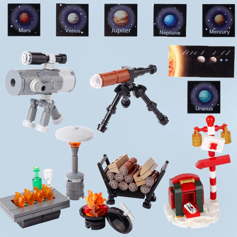 Строительные блоки серии MOC City вид на улицу духовка телескоп набор кирпичей