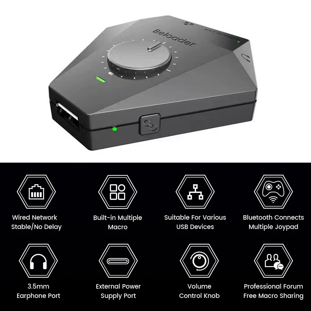 

Beloader Pro Bluetooth-Compatible Adapter High Speed Gamepads Converter USB 3.5mm Jack Wireless Plug And Play Gaming Accessories