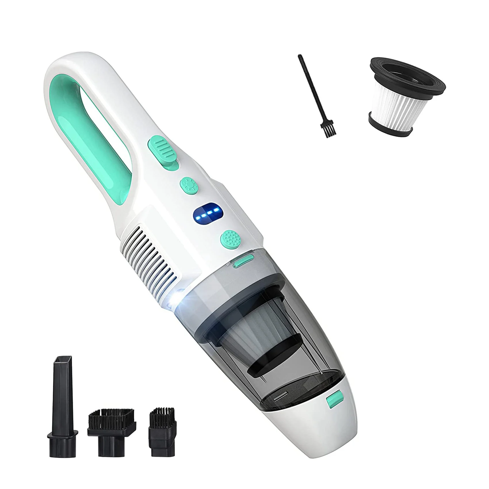 

Handheld Vacuum Cordless, Rechargeable Hand Vacuum, Mini Car Vacuum Cleaner with LED Lights, US Plug