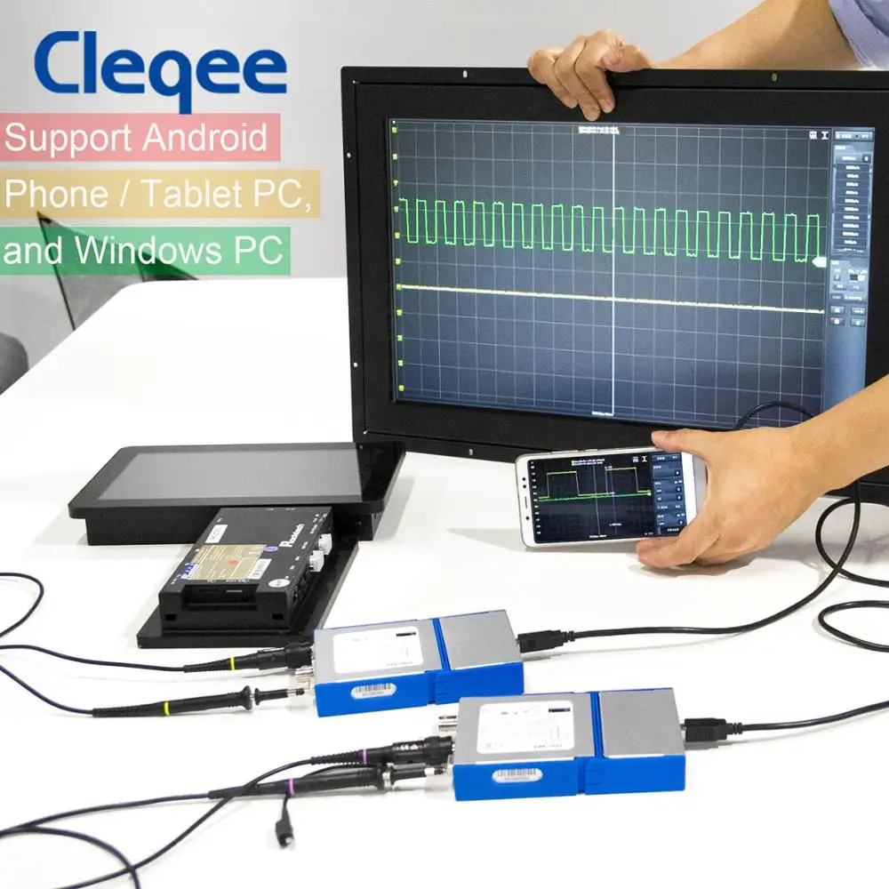 Cleqee C520 Android PC Virtual Digital USB Oscilloscope Handheld 2 Channel Bandwidth 20Mhz/50Mhz sampling data 50M/1G