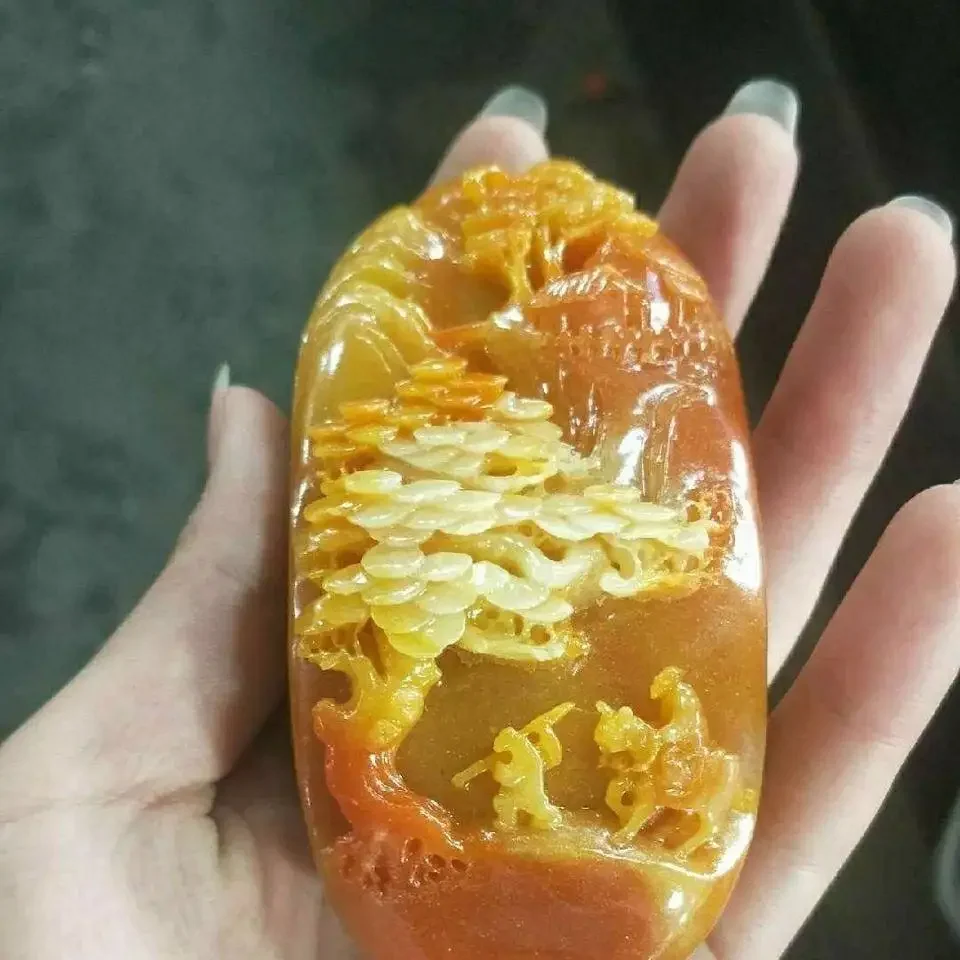 Натуральный камень Шушань грубый резьба пейзаж культурная игра ручной подарок