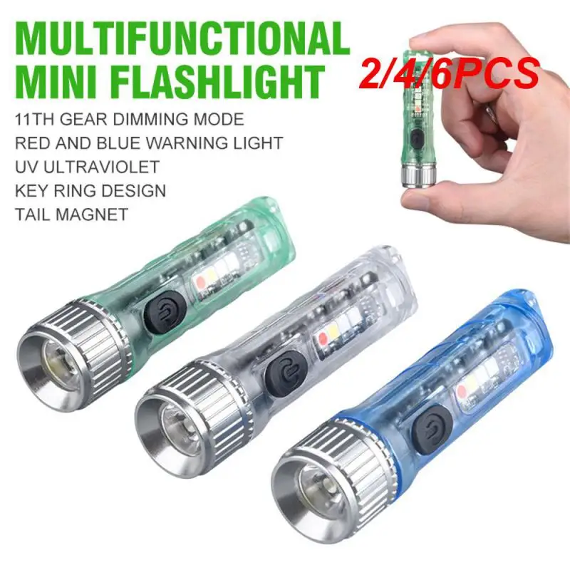 

2/4/6PCS Warn Mini Led Flashlight Long Press The Switch To Turn On The Super Bright Mode Mini Flashlight Portable Flashlight