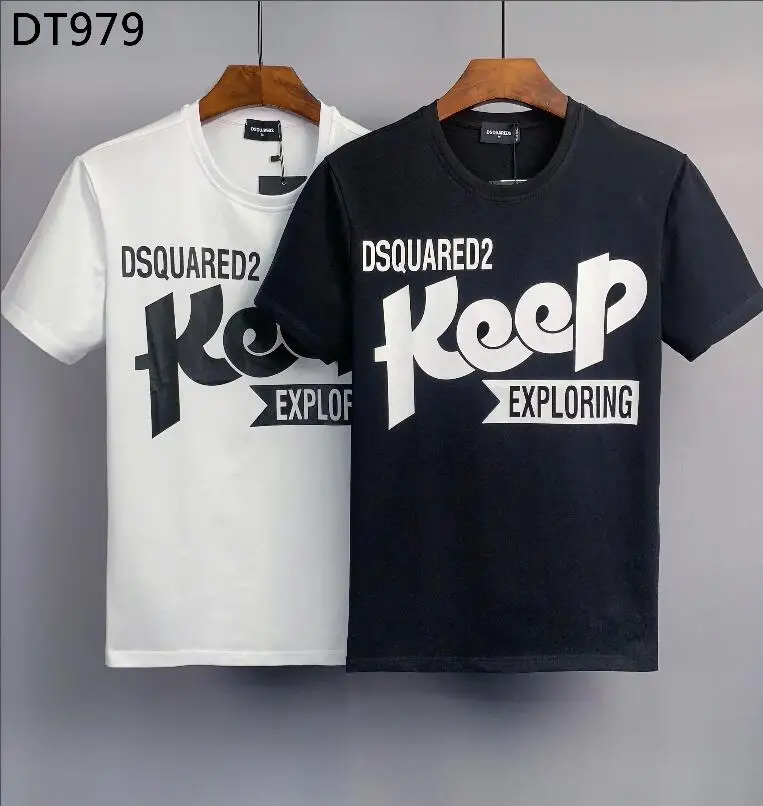 

2023 New Dsquared2 Women/Men's Letter Print Keep Exploring Stylish Cotton Summer Top T Shirts Couple Outfit DT979#
