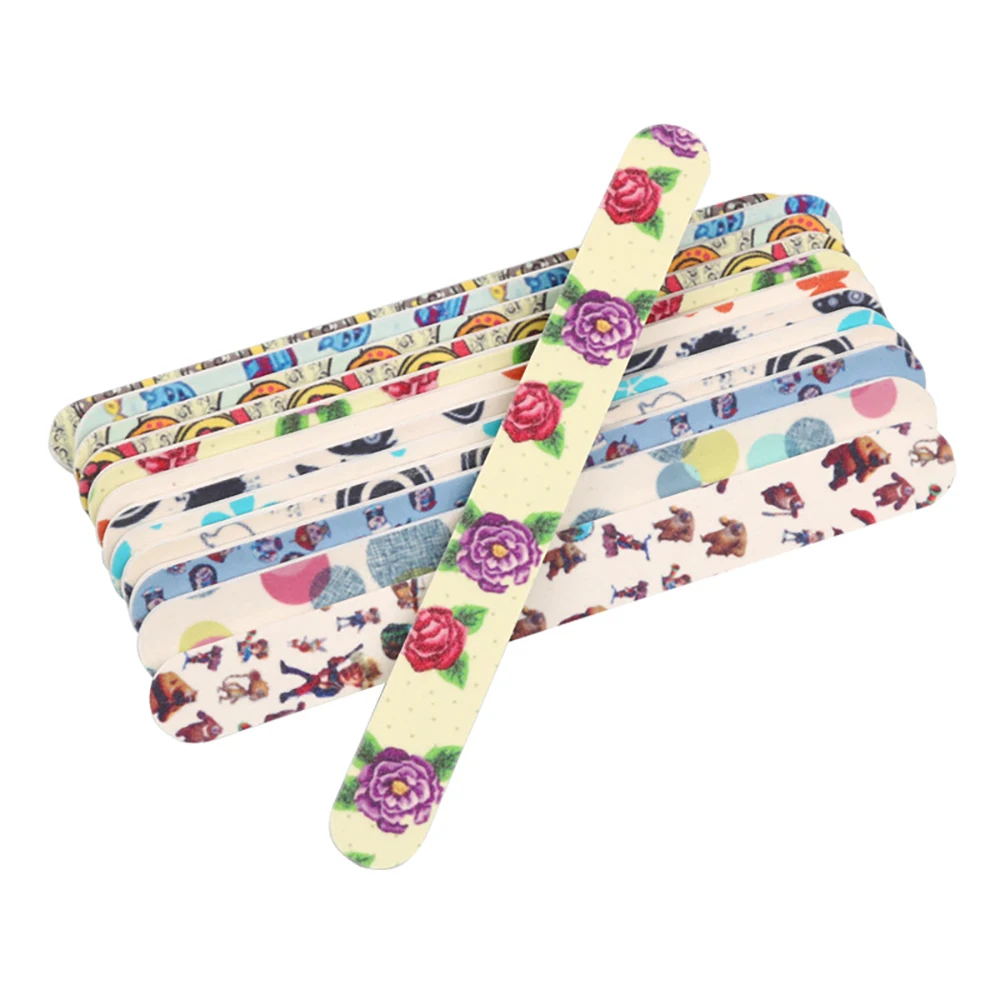

Nail File 180 To 180 Sand Grinding Professional Nails Files Flowers Floral Printing Double-sided Frosted Polishing 100pcs/lot