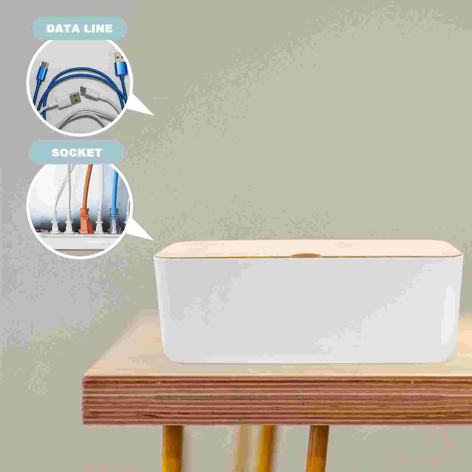 

Box Cord Organizer Cable Management For Desk Wire Cables Boxes Floor Cover Storage White Container Black Household Plastic Power