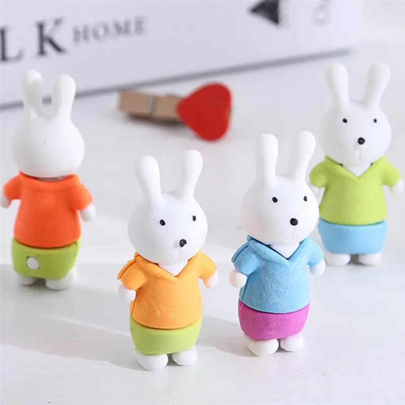

16pcs Cartoon Rabbit Eraser Lovely Rabbit Ornament Multi-Use Students Eraser For Kids Students Stationery Office Supplies