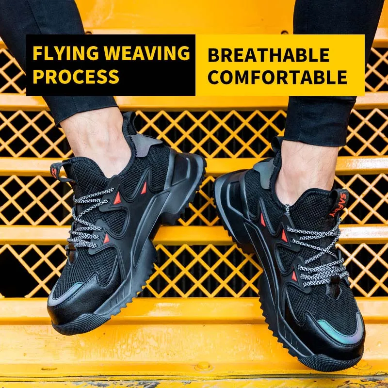Work Safety Shoes Steel Toe Shoes Puncture-Proof Work Protective Shoes Reflective Non-slip Wear-resistant Work Safety Boots Man
