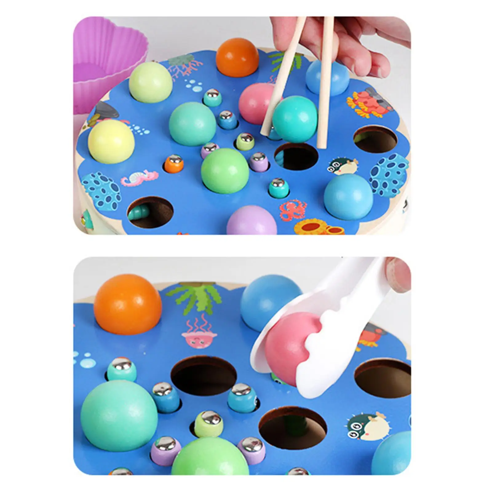 

Montessori Toys Fishing Pole Developmental Multicolor with Chess for Gift