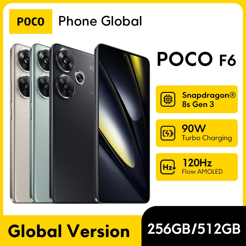Фото Смартфон POCO F6, глобальная версия, Snapdragon 8s Gen 3, 90 Вт, турбозарядка, 6,67 дюйма, 1,5 К, 120 Гц, CrystalRes AMOLED, точечный дисплей, NFC 5G №1