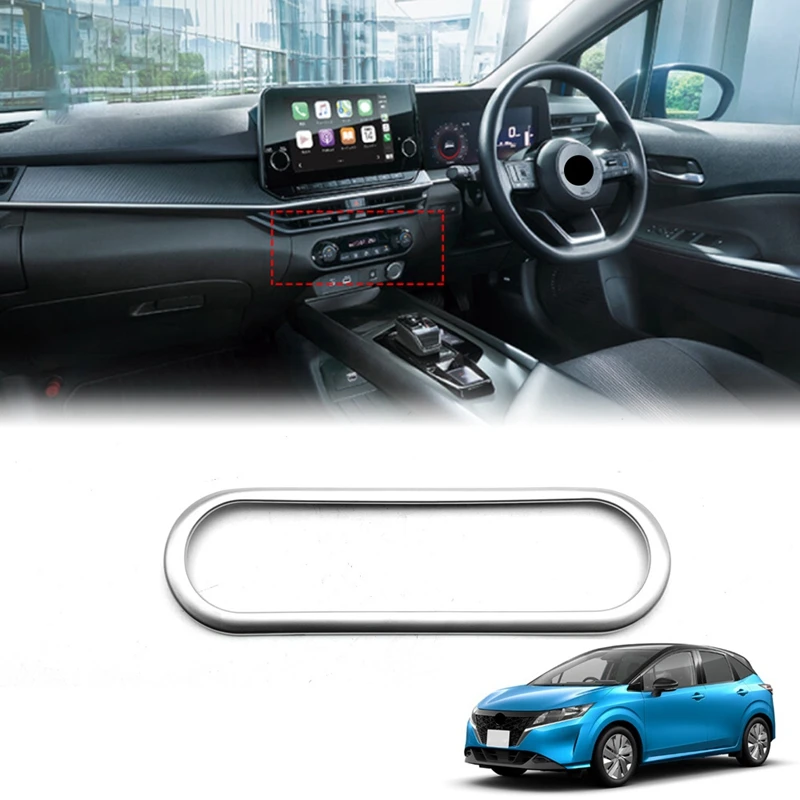 

Car Chrome Interior Console Air Condition Adjust Panel Cover Trim for 2021 2022 Nissan Note E13