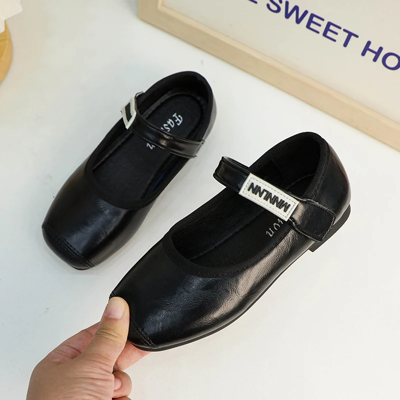 Туфли Мэри Джейн для девочек однотонные обувь на плоской подошве принцесс