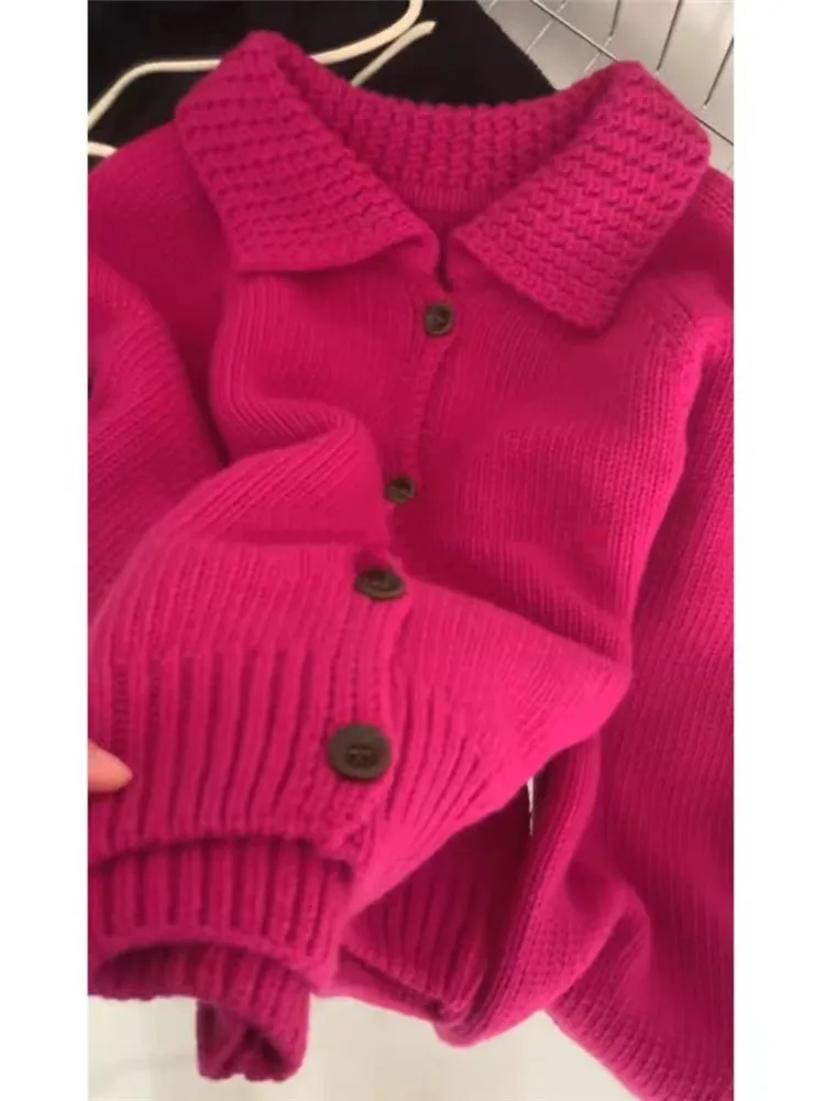 

Limiguyue Winter Autumn Polo Collar Twist Cashmere Sweater Jacket Women Thicken Knitted Cardigan Soft Short Coat Knitwears E296