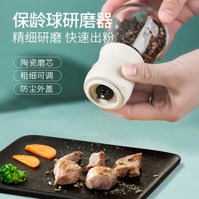 

150ML Pepper Grinder Rotary Glass Kitchen Manual Cumin Grain Salt Pepper Seasoning Bottle Sealed Moisture-proof Seasoning Bottle