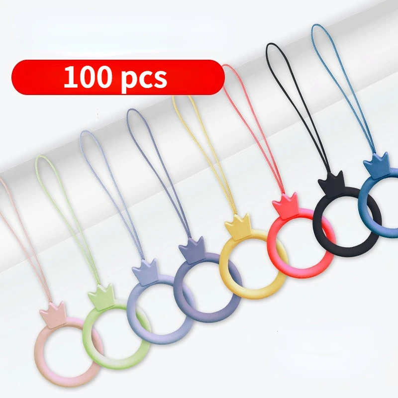 

100PCS Silicone Phones Ring Straps Crown Elastic Comfortable Anti-fall Lanyard Mobile Phone Accessories Multi-color Options