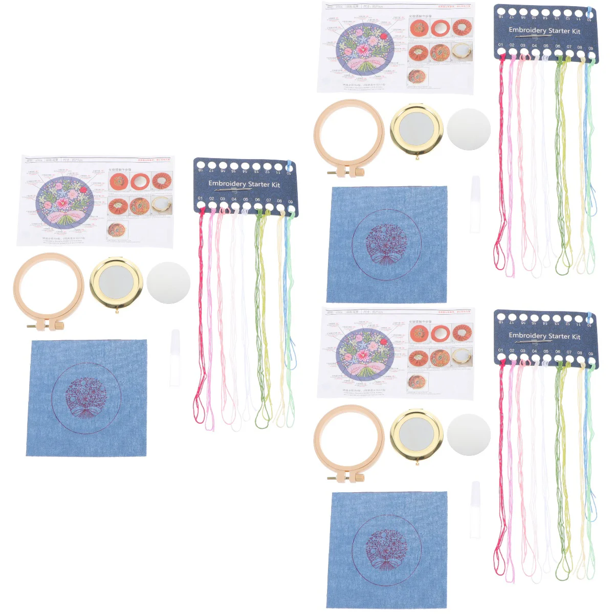

3 Sets Pocket Folding Mirror Compact Embroidery Mirror Unfinished Makeup Mirror