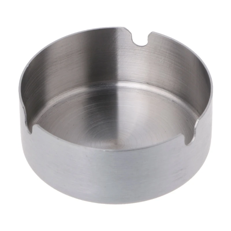 

Round Stainless Steel Ashtray Tabletop Silver Cigarette Ash Tray Portable Case Drop Shipping