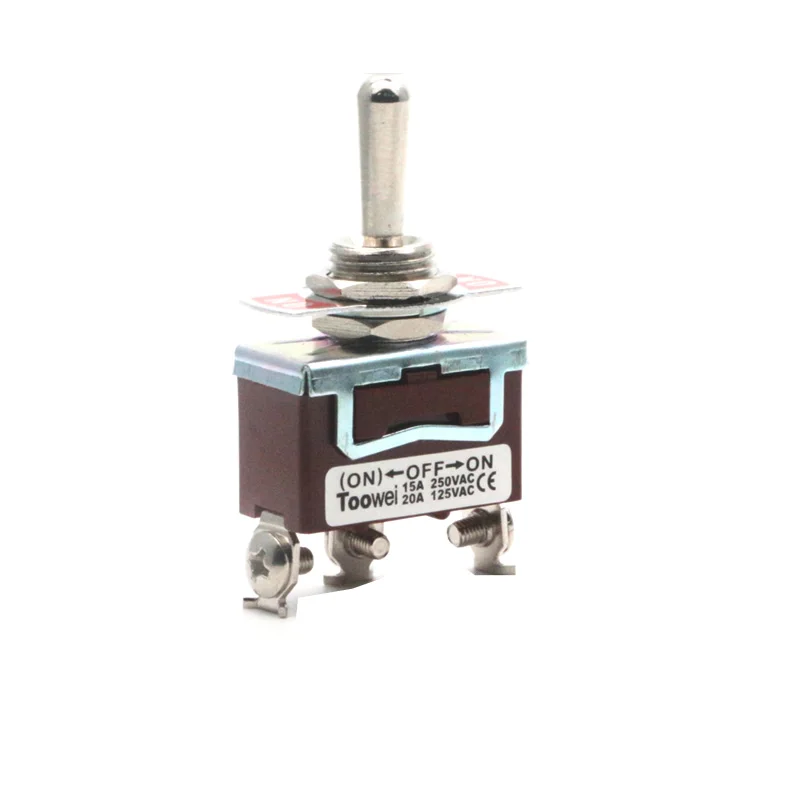 1pcs Toowei T701RW 3 pins momentary (ON)-OFF-ON Toggle switch 15A 250V/ 20A 125V SP3T/ Assembly hole 12mm/ Scraw contact - купить по