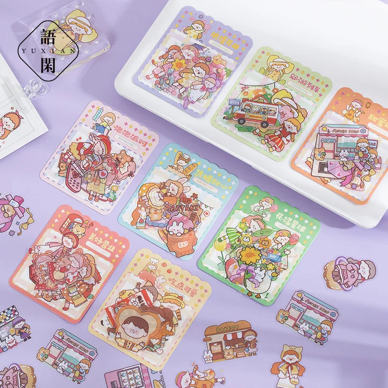 

45pcs/lot Kawaii Stationery Stickers Seven Seven Travels DIY Junk Journal Paper stickers Planner Decorative Mobile stickers