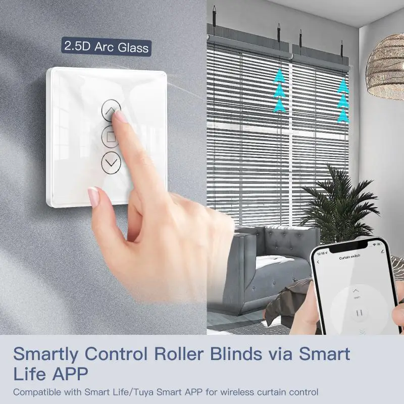 

Ac220v Tuya Touch Curtain Switch Wireless Remote Control Work With Alexa Google Home Wifi Curtain Blinds Switch Smart Home