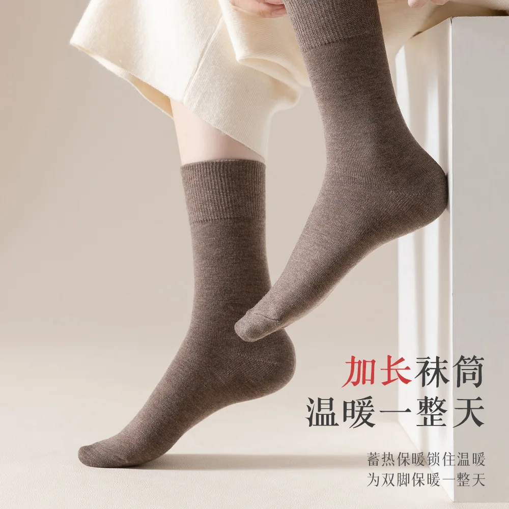 New Wool Socks solid-colored Socks Whom Their Ms Spring Warm Stockings Thick Spring South Korea Heaps Stockings