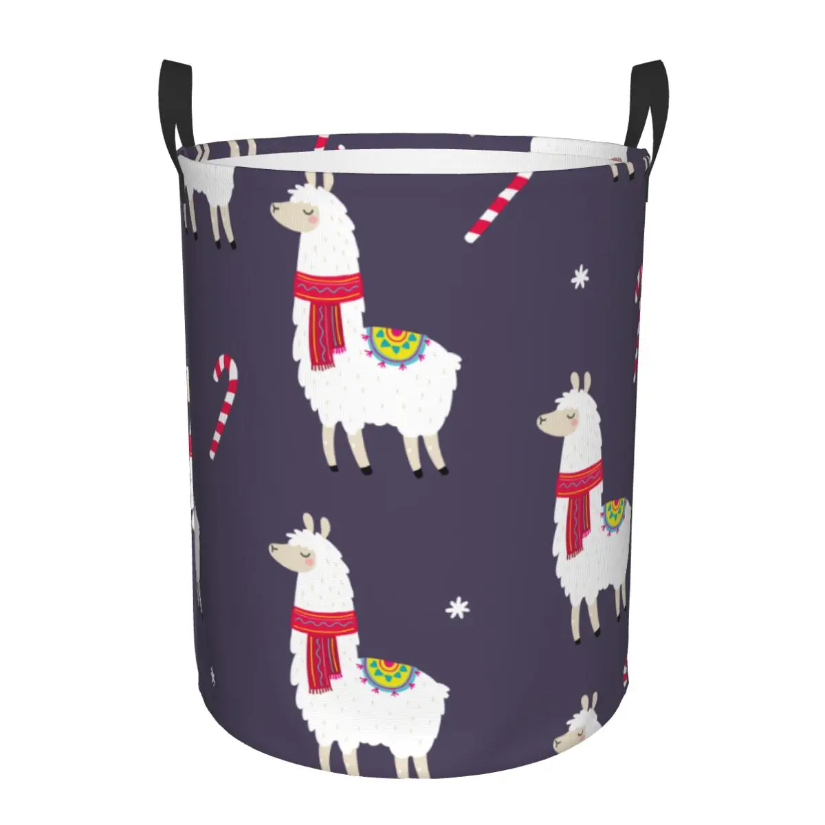 

Folding Laundry Basket Cute Merry Christmas Llama Dirty Clothes Toys Storage Bucket Wardrobe Clothing Organizer Hamper