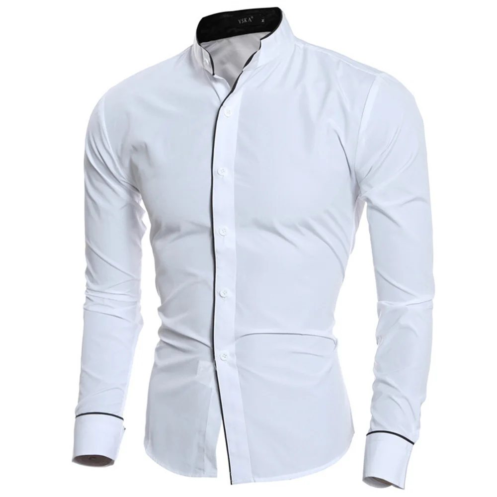 

Мужская повседневная винтажная рубашка, белая, черная, серая Классическая рубашка с длинными рукавами в европейском стиле для лета