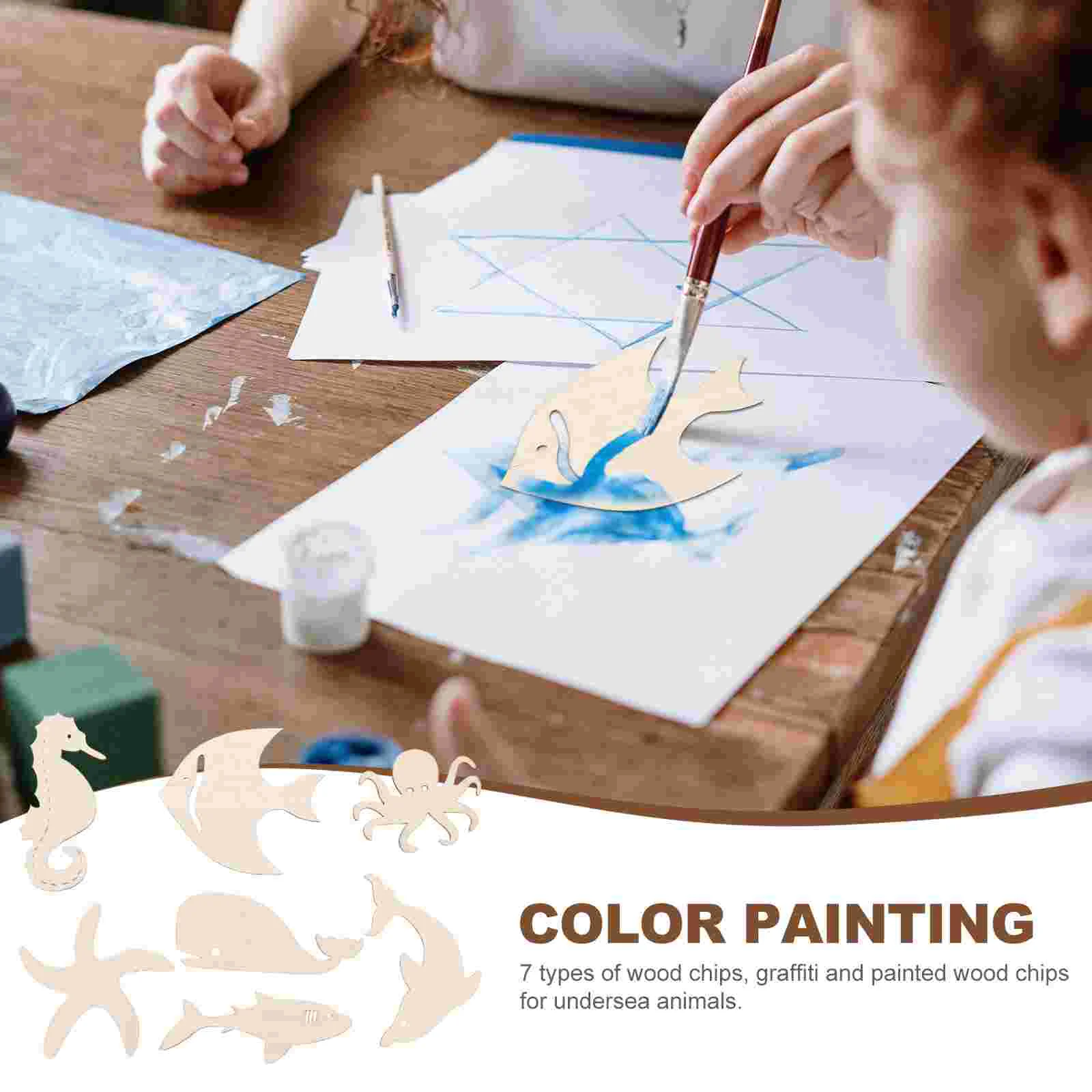 28 шт. Декор животное каракули морские деревянные чипсы океанские животные ломтик