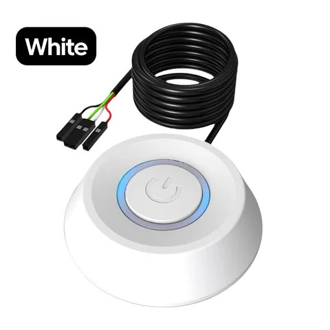 1,8 м переключатель для настольного компьютера, голубой, Стандартный, для материнской платы ПК, внешняя кнопка запуска питания, Удлинительный шнур, круглый переключатель запуска